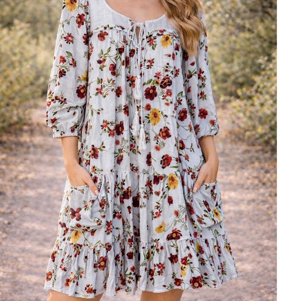 Altar'd State L Flowy cottagecore midi dress‎ pockets Romantic vintage inspired